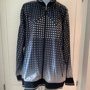 NWT Sean Jean Navy Blue ombré Sequin striped zip down light weight jacket. MenXL